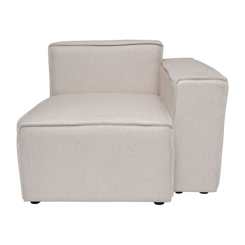 Pemberly Row Modular Sectional Sofa Right Side Chair with Armrest in Cream