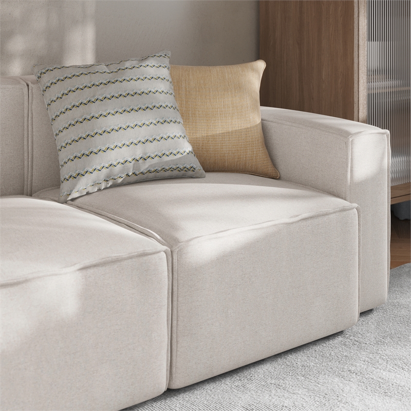 Pemberly Row Modular Sectional Sofa Right Side Chair with Armrest in Cream