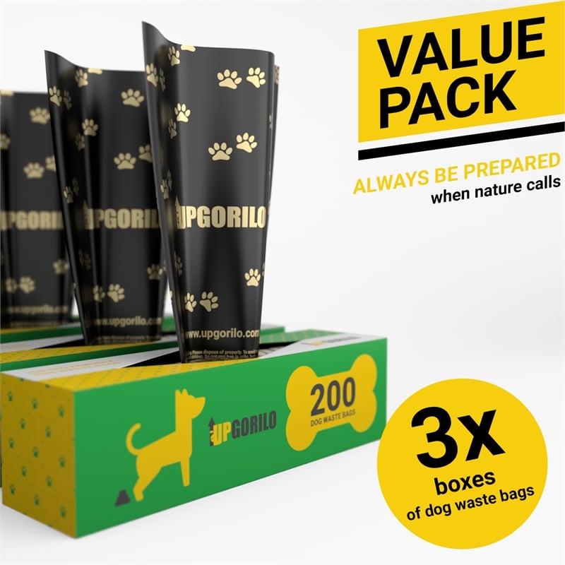 Pemberly Row 3 Pack 8x13 Roll Unscented Pet Waste Station Bags 600 Count - Black
