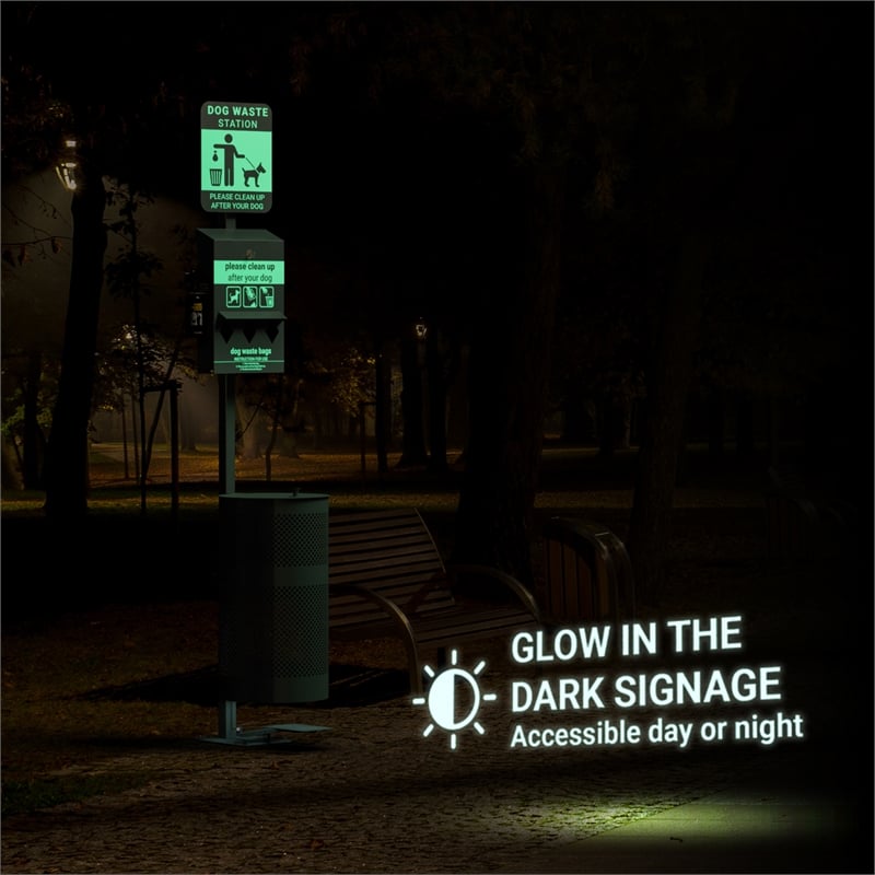Pemberly Row Pet Waste Station with Pull Out Dispenser and Trash Can in Green