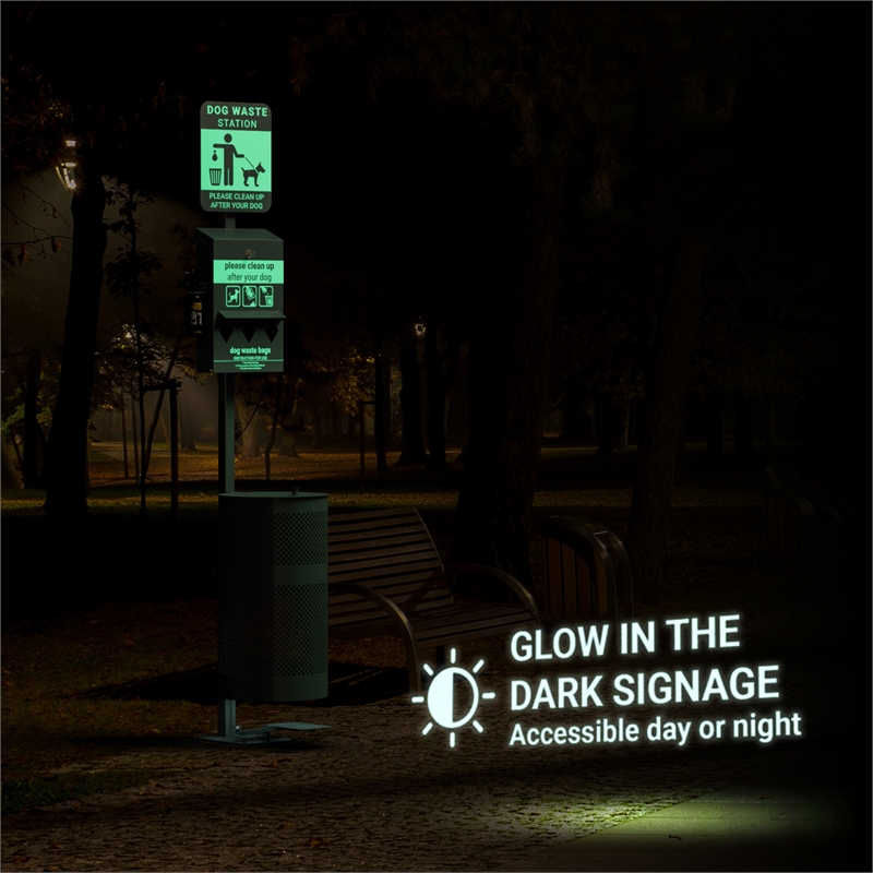 Pemberly Row Pet Waste Station with Pull Out Dispenser and Trash Can in Green