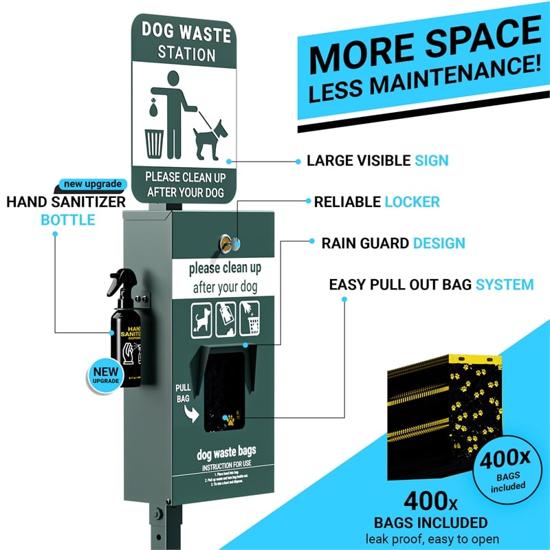 Pemberly Row Pet Waste Station with Header Dispenser and Pedal Trash Can