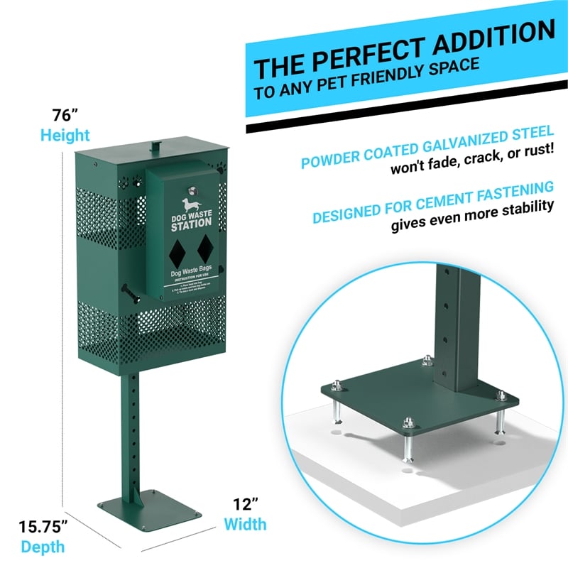 Pemberly Row Compact Pet Waste Station with Trash Can and Roll Bag Dispenser