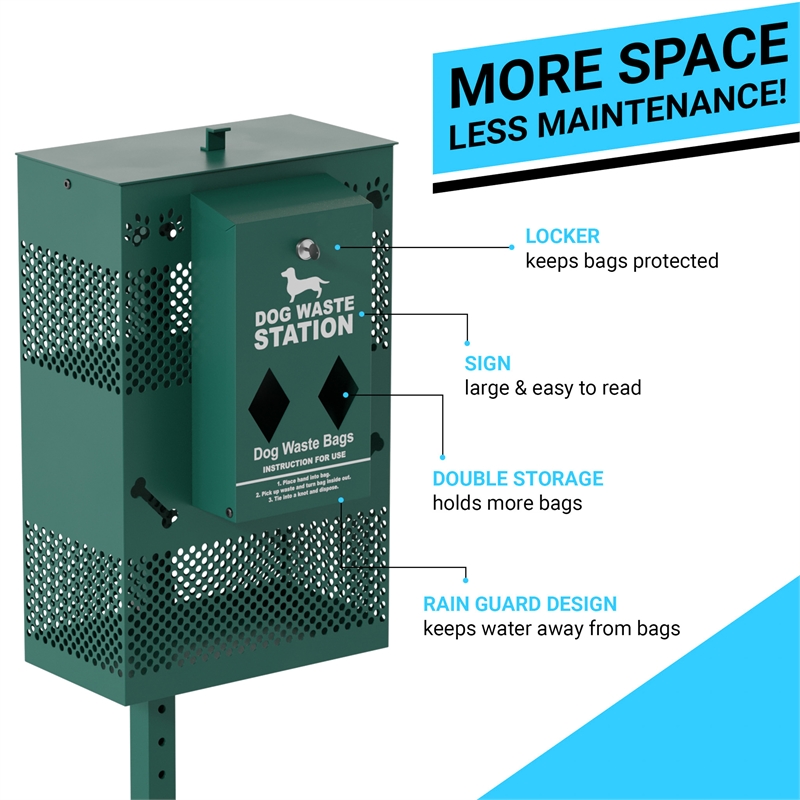Pemberly Row Compact Pet Waste Station with Trash Can and Roll Bag Dispenser