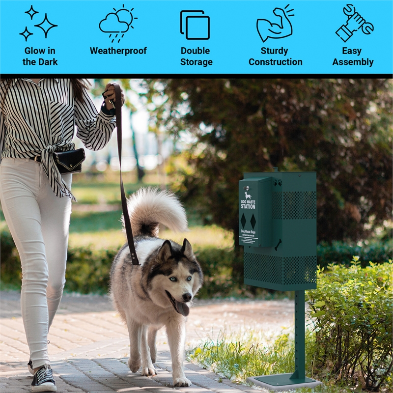 Pemberly Row Compact Pet Waste Station with Trash Can and Roll Bag Dispenser