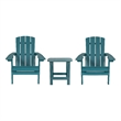 Pemberly Row Adirondack Style Side Table & 2 Chair Set in Sea Foam