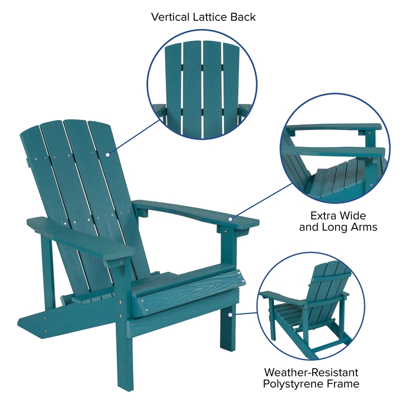 Pemberly Row Adirondack Style Side Table & 2 Chair Set in Sea Foam