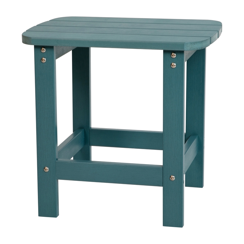 Pemberly Row Adirondack Style Side Table & 2 Chair Set in Sea Foam