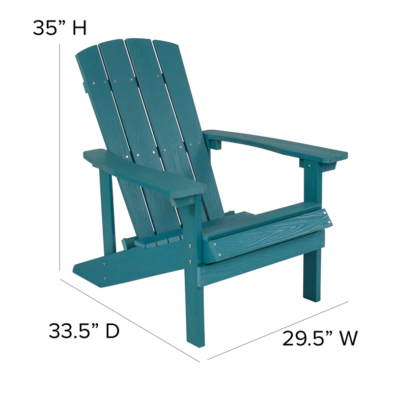 Pemberly Row Adirondack Style Side Table & 2 Chair Set in Sea Foam