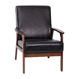 Pemberly Row Mid-Century Modern Arm Chair with Wooden Frame and Arms in Black