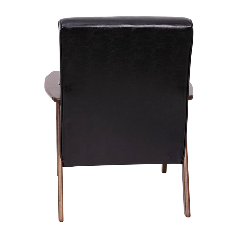 Pemberly Row Mid-Century Modern Arm Chair with Wooden Frame and Arms in Black