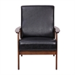 Pemberly Row Mid-Century Modern Arm Chair with Wooden Frame and Arms in Black