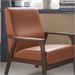 Pemberly Row Mid-Century Modern Arm Chair with Wooden Frame and Arms in Cognac