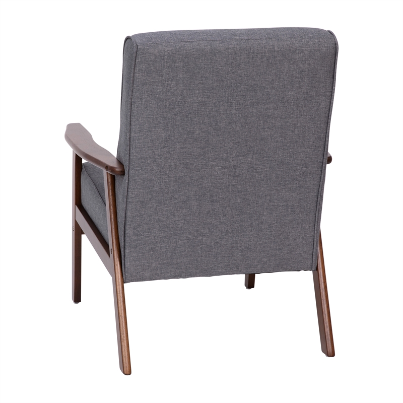 Pemberly Row Mid-Century Modern Arm Chair with Wooden Frame and Arms in Gray