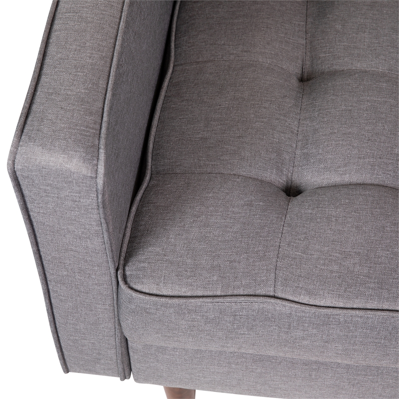 Pemberly Row Compact Upholstered Tufted Chair with Wooden Legs in Slate Gray