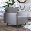 Pemberly Row Compact Upholstered Tufted Chair with Wooden Legs in Slate Gray