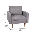 Pemberly Row Compact Upholstered Tufted Chair with Wooden Legs in Slate Gray