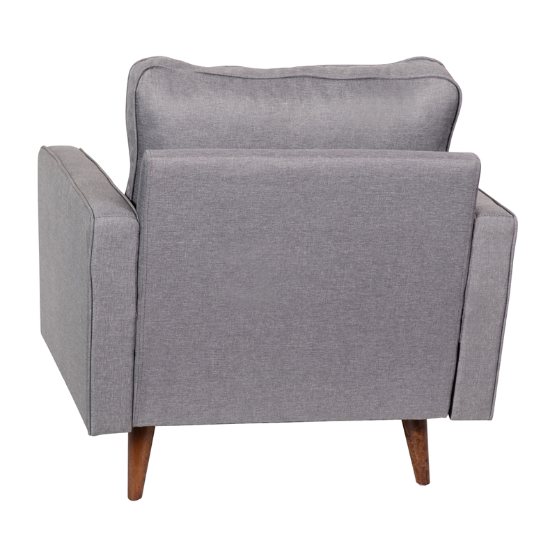 Pemberly Row Compact Upholstered Tufted Chair with Wooden Legs in Slate Gray