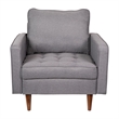 Pemberly Row Compact Upholstered Tufted Chair with Wooden Legs in Slate Gray