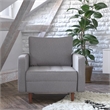 Pemberly Row Compact Upholstered Tufted Chair with Wooden Legs in Slate Gray
