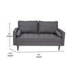 Pemberly Row Compact Upholstered Tufted Loveseat with Wooden Legs in Dark Gray
