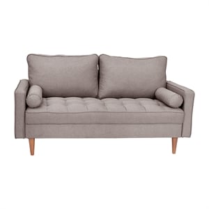 Pemberly Row Compact Upholstered Tufted Loveseat with Wooden Legs in Slate Gray