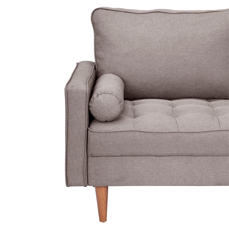 Pemberly Row Compact Upholstered Tufted Loveseat with Wooden Legs in Slate Gray