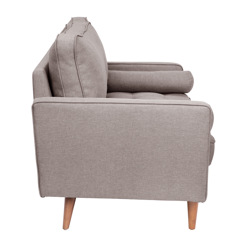 Pemberly Row Compact Upholstered Tufted Loveseat with Wooden Legs in Slate Gray