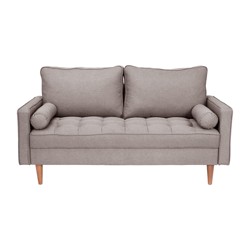 Pemberly Row Compact Upholstered Tufted Loveseat with Wooden Legs in Slate Gray