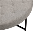 Pemberly Row Round Cotton Linen Tufted Ottoman with Black Metal Frame in Gray