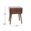 Pemberly Row Mid-Century Modern Nightstand with Soft Close Drawer in Dark Walnut