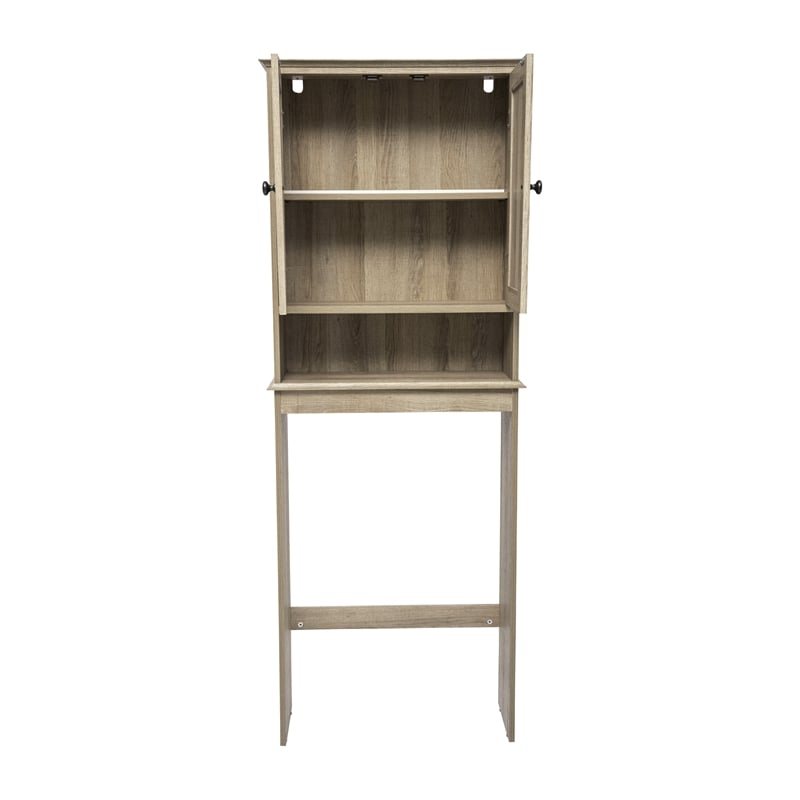 Pemberly Row Over the Toilet Cabinet with Shelves & Magnetic Doors in Brown