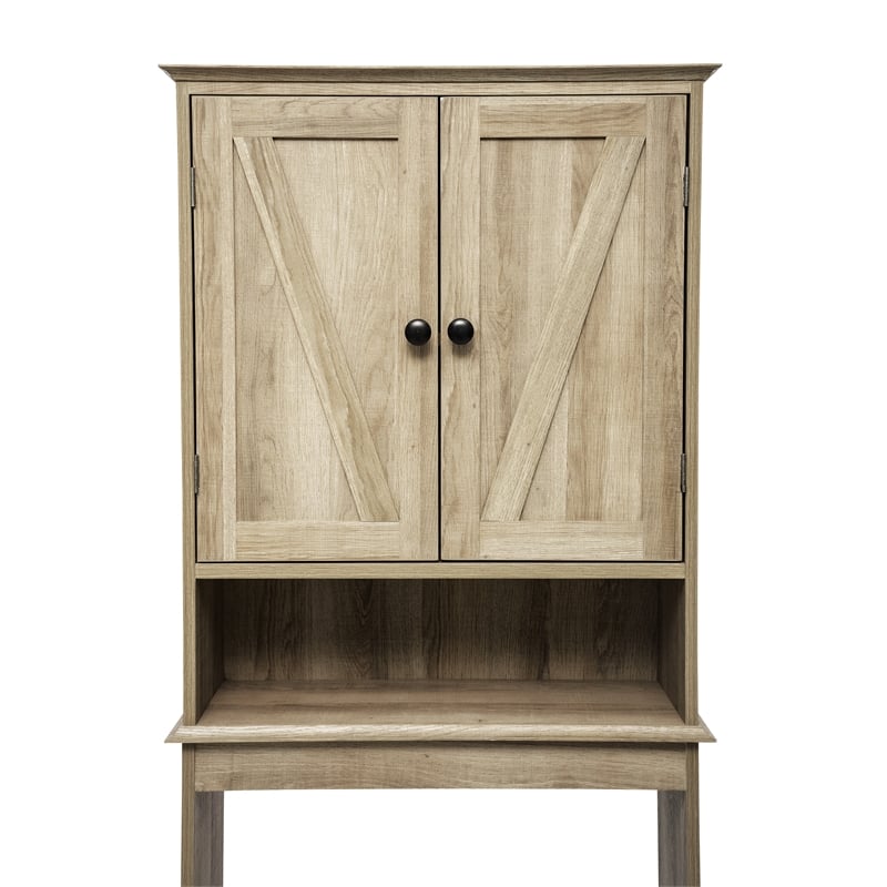 Pemberly Row Over the Toilet Cabinet with Shelves & Magnetic Doors in Brown