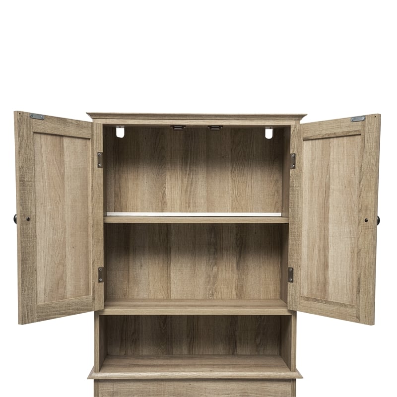 Pemberly Row Over the Toilet Cabinet with Shelves & Magnetic Doors in Brown