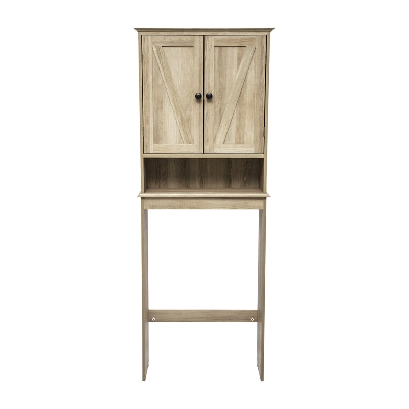 Pemberly Row Over the Toilet Cabinet with Shelves & Magnetic Doors in Brown