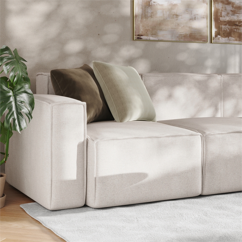 Pemberly Row 5 Piece Modular Sectional Sofa with Ottoman in Cream