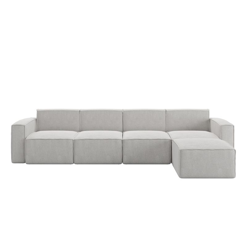 Pemberly Row 5 Piece Modular Sectional Sofa with Ottoman in Cream