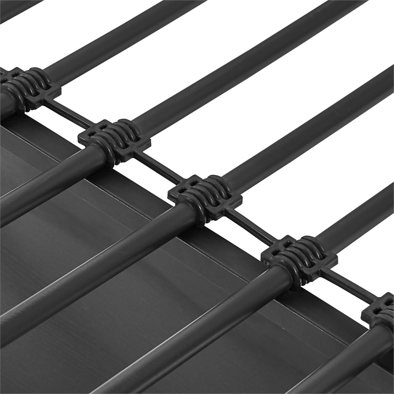 Pemberly Row Metal Twin Loft Bed Frame with Desk and Safety Rails in Black