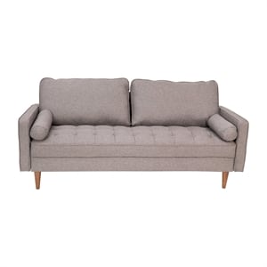 Pemberly Row Compact Upholstered Tufted Sofa with Wooden Legs in Slate Gray
