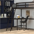 Pemberly Row Twin Wood Slat Loft Bed with Integrated Desk and Ladder in Espresso