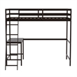 Pemberly Row Twin Wood Slat Loft Bed with Integrated Desk and Ladder in Espresso