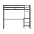 Pemberly Row Twin Wood Slat Loft Bed with Integrated Desk & Ladder in Light Gray