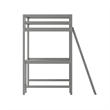 Pemberly Row Twin Wood Slat Loft Bed with Integrated Desk & Ladder in Light Gray