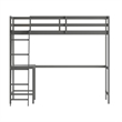 Pemberly Row Twin Wood Slat Loft Bed with Integrated Desk & Ladder in Light Gray