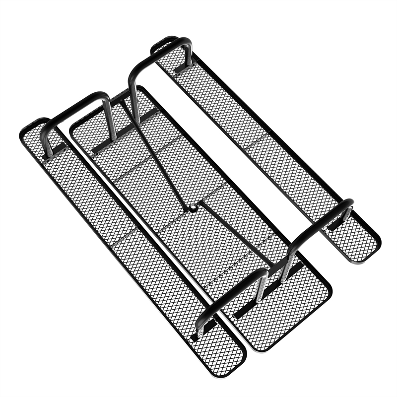 Pemberly Row 8' Rectangular Expanded Mesh Metal Outdoor Picnic Table in Black