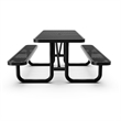 Pemberly Row 8' Rectangular Expanded Mesh Metal Outdoor Picnic Table in Black
