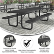 Pemberly Row 8' Rectangular Expanded Mesh Metal Outdoor Picnic Table in Black