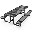 Pemberly Row 8' Rectangular Expanded Mesh Metal Outdoor Picnic Table in Black