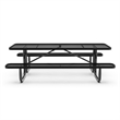 Pemberly Row 8' Rectangular Expanded Mesh Metal Outdoor Picnic Table in Black