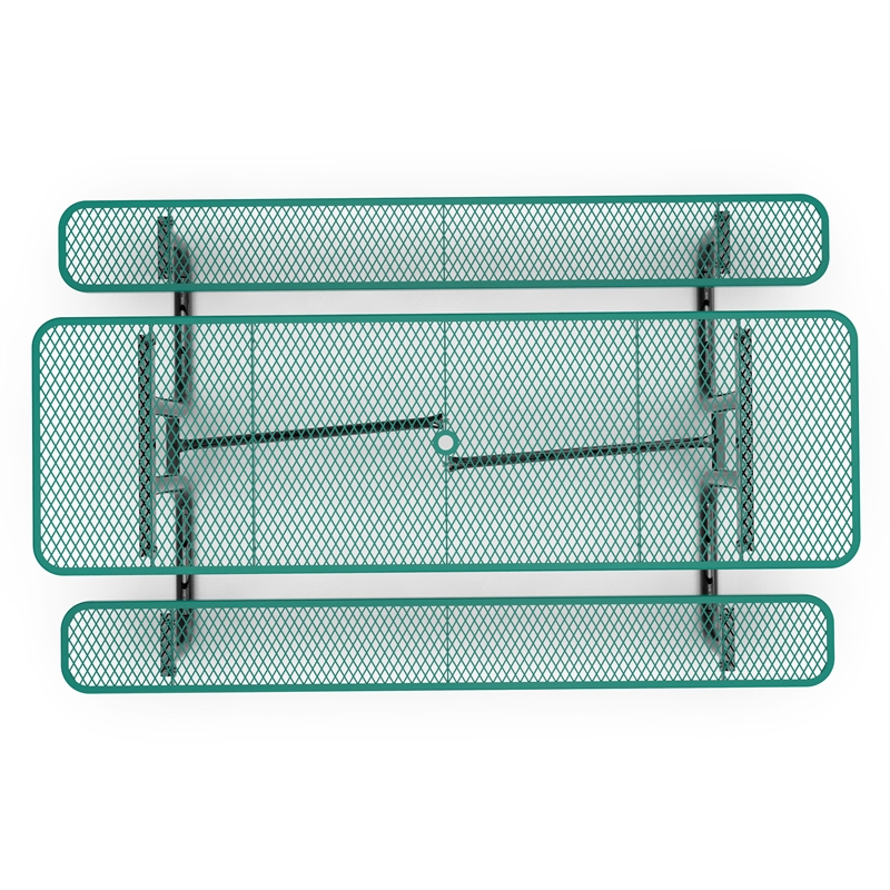Pemberly Row 8' Rectangular Expanded Mesh Metal Outdoor Picnic Table in Black